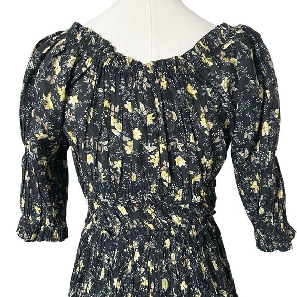NEW Doen Ismene Mini Dress In Noir Winding Blossoms Organic Cotton Size Small - Picture 5 of 8